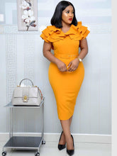 Büro-Rüschen-Schößchen-Bodycon-Kleider mit Gürtel